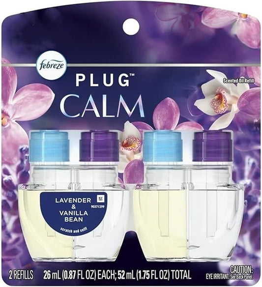 Febrezee Plug In Refills New Edition Plug In for Odor-Fighting Fade Defy PLUG Air Freshener, (2) Count of 0.87 fl oz Refills (Calm)
