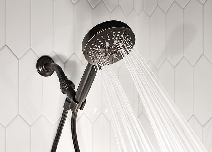 Moen Mediterranean Bronze Hydro Energetix High Pressure Shower Head with Handheld Sprayer Featuring 8 Spray Settings, 200H0BRB