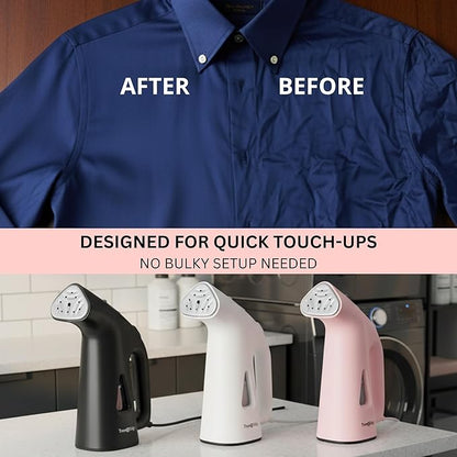 True & Tidy Compact Handheld Garment Steamer for Clothes, Travel Steamer with Stainless Steel Nozzle, 800 watts, Pink