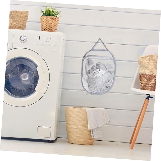 Alipis 1pc Foldable Hanging Laundry Basket Gray Storage Container for Clothes Toys and Towels Space-saving Organizer for Home Bedroom and Dorm Use