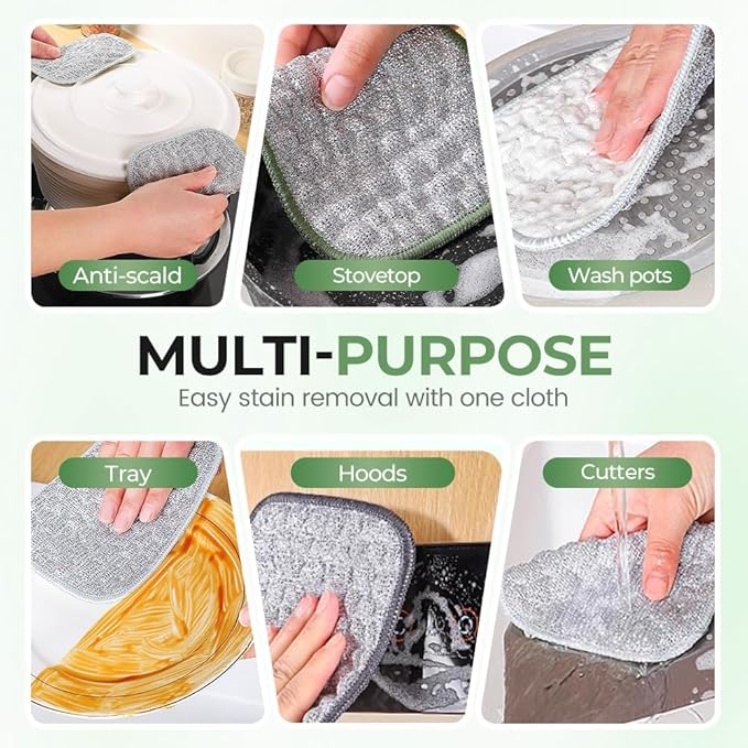 Multipurpose Wire Dishwashing Cloth 2025 Upgraded Double-Sided Dishwashing Cloth, Stainless Steel Wire with Multi-Layer Cotton Thread, Metal Scrubbing Pads for Kitchen Cleaning (10 PCS)
