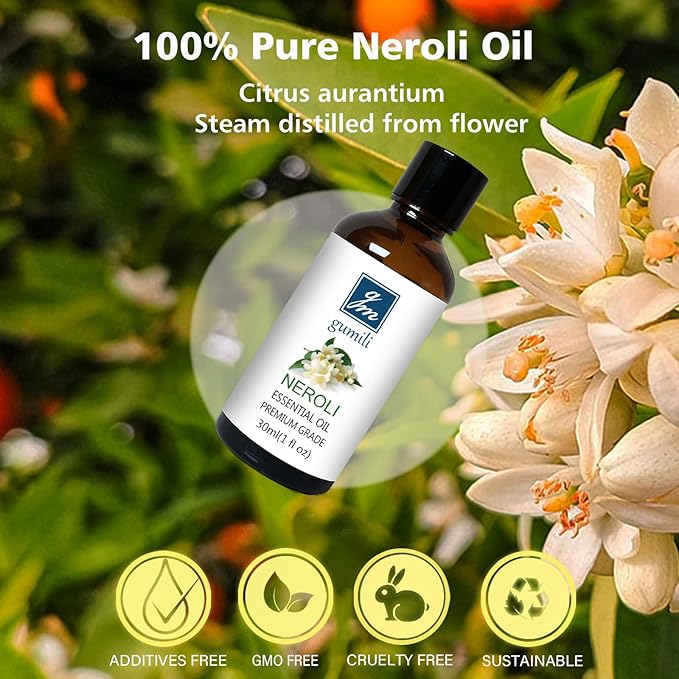 GM Gumili Neroli Essential Oil and Jasmine Essential Oil for Diffuser Perfume Candle Soap Making - 2 Oz, Pack of 2