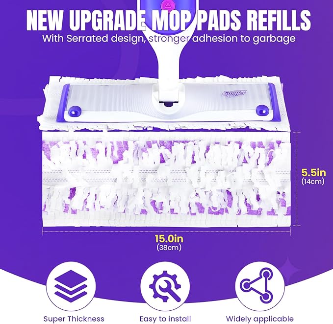 40pcs Power Mop Refills Pad, 5X Cleaning Multi-Surface Replacement for Swiffer Power Mop, Wet Pads Refill for Wood Floors & More, Compatible with Swiffer PowerMop Pads & Mopping Refills