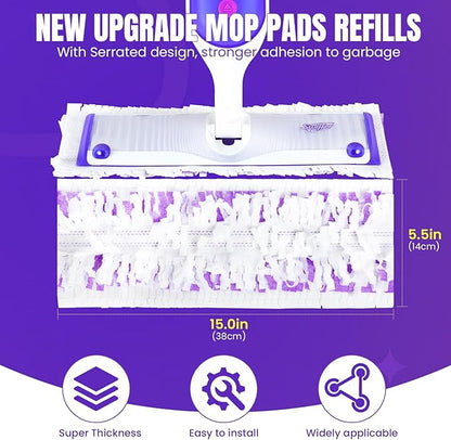 40pcs Power Mop Refills Pad, 5X Cleaning Multi-Surface Replacement for Swiffer Power Mop, Wet Pads Refill for Wood Floors & More, Compatible with Swiffer PowerMop Pads & Mopping Refills