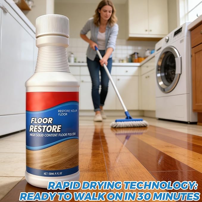SakerPlus Floor Restore Cleaner, High-Solid Floor Polish for Shine Renewal & Protective Layer, Helps Reduce the Look of Small Scratches, Quick-Drying Clear Finish 5 fl oz (2-Pack)