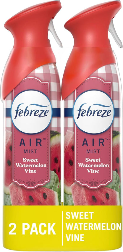 Febreze Air Mist Air Freshener Spray, Odor-Fighting Room Spray, Air Fresheners for Home and Bathroom and Kitchen, Aerosol Can, Sweet Watermelon Vine Scent, 8.8oz (Pack of 2)