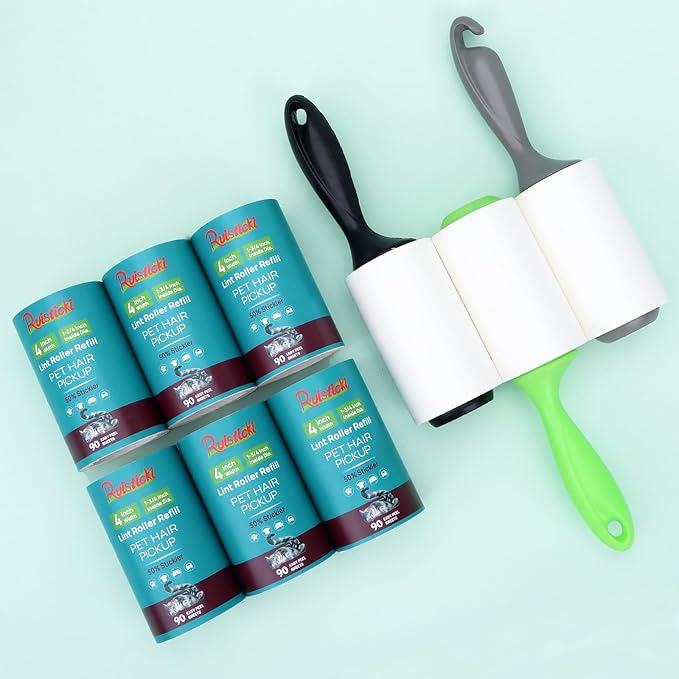 4 inch Extra Sticky Lint Roller Refills for Scotch-Brite Pet Hair Pickup Lint Roller 90 Sheets per Refill 6 Pack - 540 Easy-Tear Adhesive Sheets Total (Inside Dia. 1 3/4 inch)