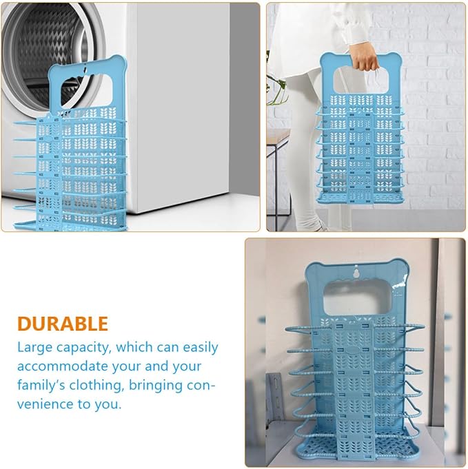 Housoutil Foldable Laundry Basket Small -Mounted Clothes Hamper Collapsible Storage Basket for Bathroom Bedroom Dirty Clothes Organizer