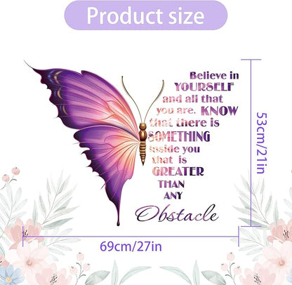 Large Inspirational Butterfly Wall Decals Stickers, Motivational Saying Positive Peel and Stick Wall Art Decals for Women Girls Bedroom Living Room Office (Colorful)