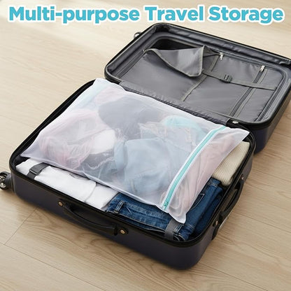 6 Pcs Extra Large Mesh Laundry Bags for Delicates, 43 x 35 and 24 x 32 Inches Jumbo Mesh Wash Dryer Bag Zippered for Washer Dryer Net Bed Sheet Blanket Underwear Lingerie Garment Travel Storage