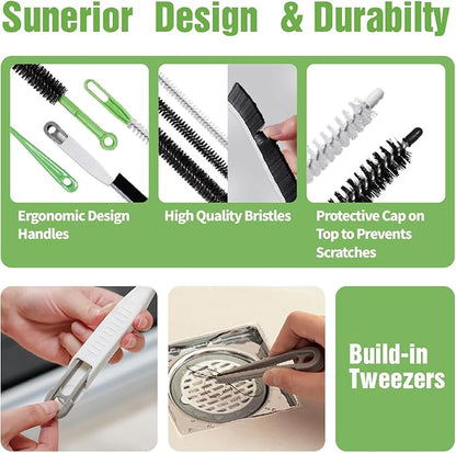 4pcs Flexible Cleaning Brush Set for Dryer Vents, Fridge Coils, HVAC Systems & Tight Spaces – Multi-Use Lint and Dust Remover with Crevice Brush and Detailing Tools