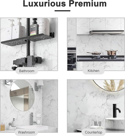 Dimoon 15.7''x70.9'' Marble Peel and Stick Wallpaper White Granite Contact Paper for Countertops Waterproof Kitchen New Environmentally Friendly Materials Thickening Upgrade Renter Friendly Vinyl Wrap