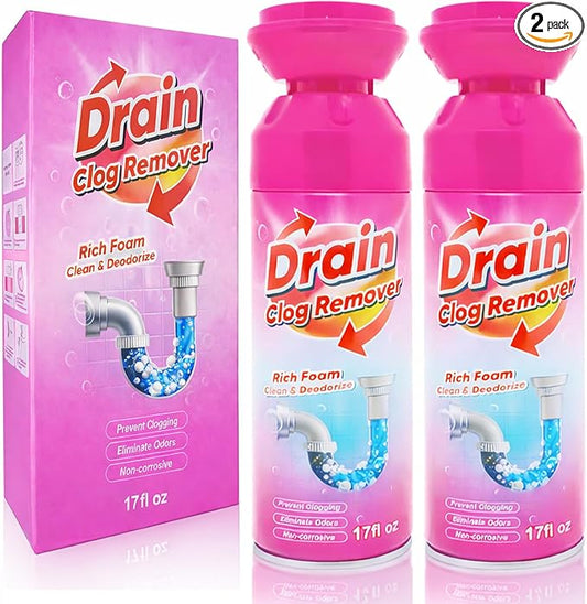 Foaming Drain Cleaner, Foam Drains Sink Cleaner and Deodorizer, Wild Tornado Drain Clog Remover for Kitchen Sinks, Shower Drains, Tubs (2 pcs)