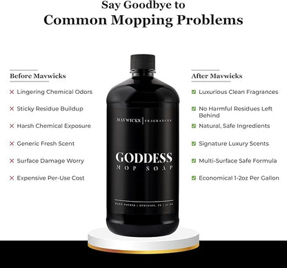 Fragrances - Luxury Mop Soap (Goddess) 32 Oz – Goddess Scented Floor Cleaner for Mopping – Pet Safe, Best Smelling Mop Detergent for All Surfaces
