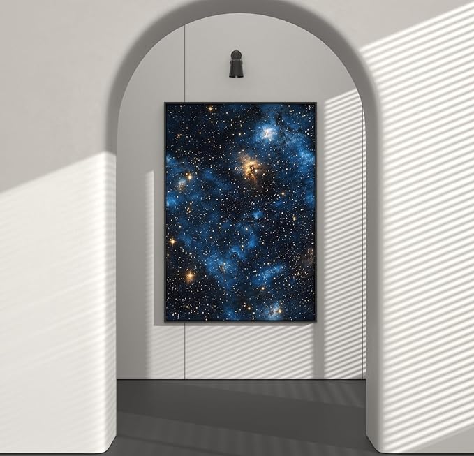 Laatse Blue Starry Peel and Stick Removable Black Sky Contact Paper 17.5" x 118", Gold Star Modern Wallpaper Mural Waterproof Self Adhesive for Wall Bedroom Bathroom Kitchen Cabinet Room Decor