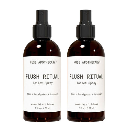 Muse Apothecary Flush Ritual - Aromatic & Refreshing Toilet Spray, Use Before You Go, 2 oz, Infused with Natural Essential Oils - Aloe + Eucalyptus + Lavender, 2 Pack