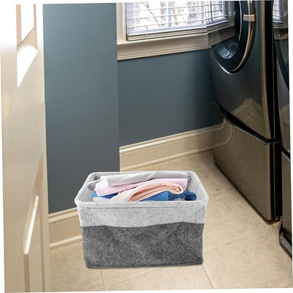 DECHOUS Folding Felt Storage Basket Handles Multifunctional Laundry Hamper Dirty Clothes Organizer Woven Storage Bin for Bedroom and Home Use