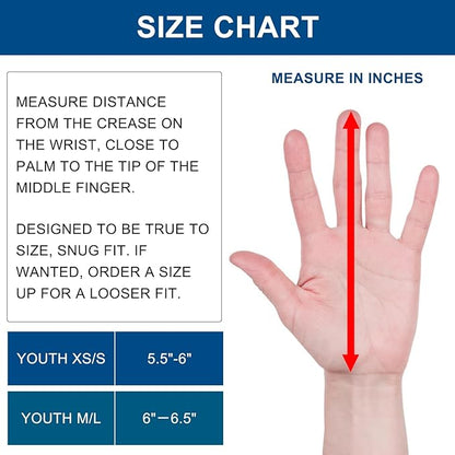 Youth Football Gloves Kids Silicone Grip Receiver Gloves with Super Stick Ability for Best Game Experience