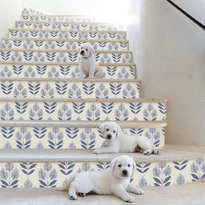 Naphite Tulip Floral Peel and Stick Wallpaper Vintage Leaf 17.3inW393inL Boho Contact Paper for Cabinets Neutral Self Adhesive Wallpaper for Bedroom Bathroom Waterproof Farmhouse Wall Decor Navy