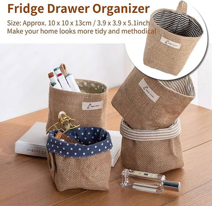 HERCHR Small Hanging Storage Bag, Cotton Linen Laundry Hamper Bag Decorative Wall Hanging Basket Organizer Home Gadget Storage Basket (#1)