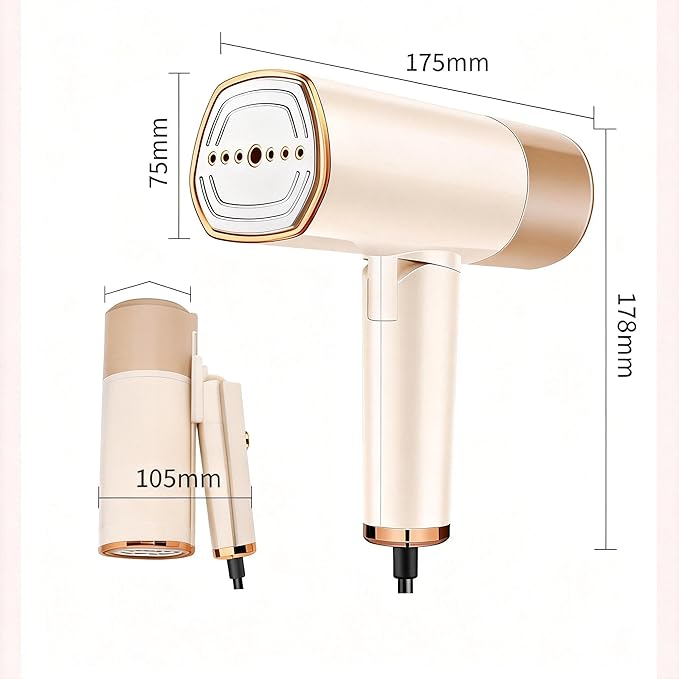 Portable Garment Steamer for Clothes, 1500W Fabric Steamer 168ml Larger Tank & No Leak Design 15S Fast Heat-up, Quick Wrinkle Remover Strong Penetrating Steam for Home, Travel (ONLY FOR 120V)