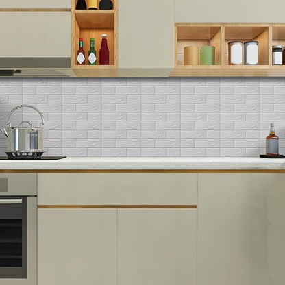 20PCS 3D Wall Panels Peel and Stick Foam, Self-Adhesive Decorative 3D Brick Wallpaper Wall Covering, Faux Stone Wall Panel Foam Brick for Living Room, Kitchen, Bathroom