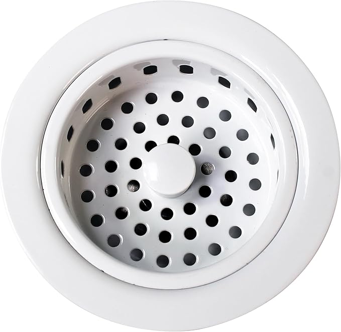 Westbrass A214-50 3-1/2" Post Style Large Kitchen Sink Basket Strainer, Powder Coat White