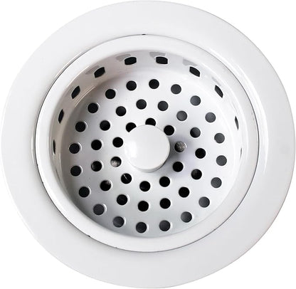 Westbrass A214-50 3-1/2" Post Style Large Kitchen Sink Basket Strainer, Powder Coat White