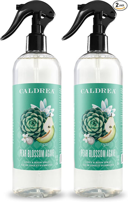 Caldrea Linen and Room Spray Air Freshener, Made with Essential Oils, Plant-Derived and Other Thoughtfully Chosen Ingredients, Pear Blossom Agave Scent, 16 oz, 2 Pack
