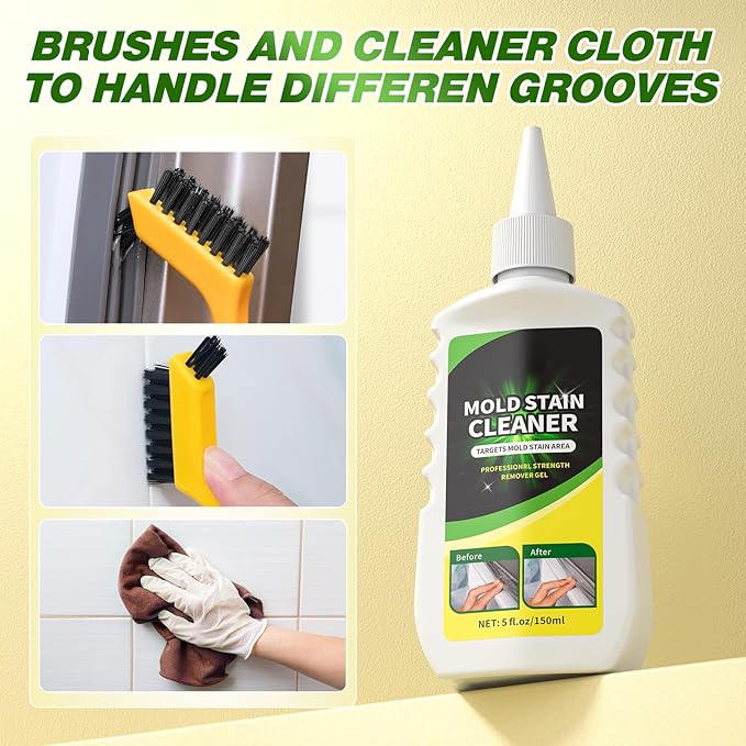 Home Remover Gel, Household Washing Machine Cleaner for Front Loader Washing Machine Seal with Brush and Towel for Bathroom, Refrigerator Sealant, Wall, Tile Grout, Kitchen