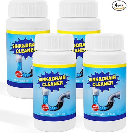 Sink and Drain Cleaner Powder for Kitchen and Bathroom Sinks Shower Tub - Drain Clog Remover Unclogging Cleaner for Daily Cleaning (4 Pack)