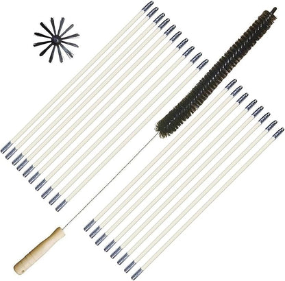 Flexible Clothes Dryer Lint Remover Vent Trap Exhaust Cleaner Kit Clean Brush Gas Electric Fire Prevention Refrigerator Coil, Fireplace Chimney Brushes, Use with or Without Power Drill (24 feet)
