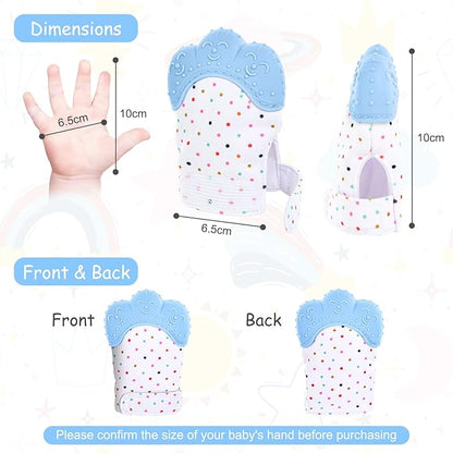 2Pack Silicone Teething Mitt, Soothing Infant Teething Mitten Pain Relief, Prevent Scratches Glove, Safe Silicone Teething Toys for 0-12 Months
