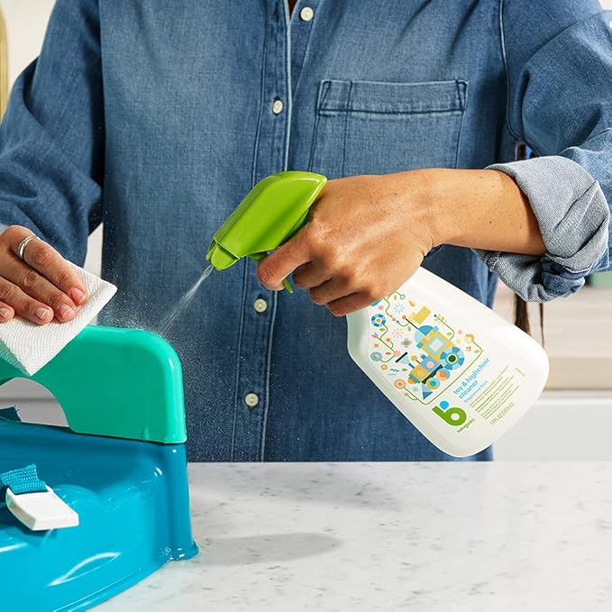 Babyganics Toy & Highchair Cleaner Spray, Fragrance Free, 17oz Spray Bottle, Made without ammonia, bleach, phosphates, phthalates or dyes, Pack of 2.