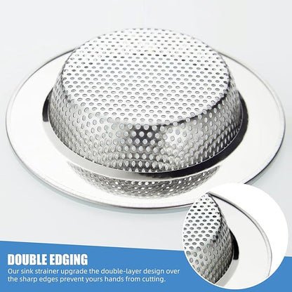 Kitchen Sink Strainer Stainless Steel, LASSHSWA Kitchen Sink Drain Strainer, Sink Strainers for Kitchen Sinks with Large Wide Rim 4.5" Diameter (2)