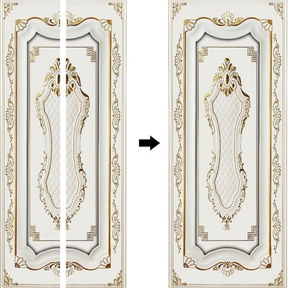 A.Monamour 3D Door Stickers for Interior Doors A White Door in Baroque Style Vinyl Waterproof Self Adhesive Door Mural Decals for Bedroom Office Bathroom 85x200cm