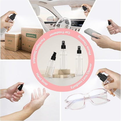 EVANCENT 100Pack Small Spray Bottles 1oz, 30ml Travel Spray Bottle with Black Fine Mist Sprayer, Mini Empty Refillable Containers Portable Cosmetic Bottles for Plants, Cleaning, Misting & Skin Care