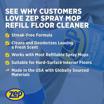 Zep Spray Mop Refill & Floor Cleaner – Streak-Free Shine for Hard Floors – 1 Gallon E-Z Fill Sprayer 2-Pack – Bundle