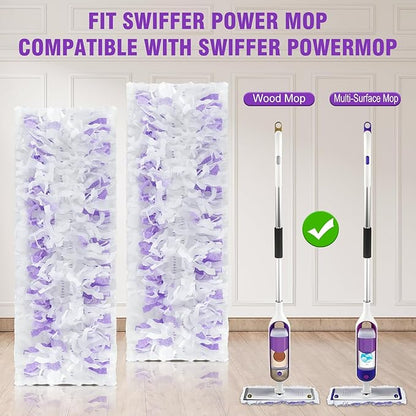 80 Pack Power Mop Refills for Swiffer Power Mop，Unscented&Thickened Multi-Surface and Wood Spray Mops for Floor Cleaning