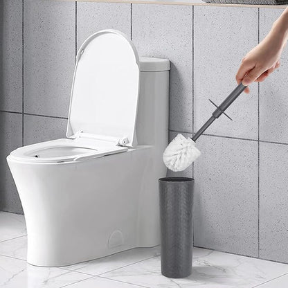 Topsky Toilet Brush,2 Pack Compact Toilet Brush & Holder Set,Plastic Round Barrel Loo Brush with 2 Replacement Toilet Brush Head,Durable for Bathroom Toilet,Dark Gray