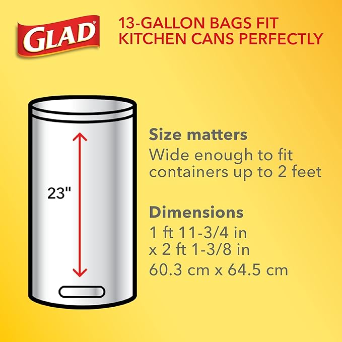 Glad ForceFlex Tall Kitchen Drawstring Trash Bags, 13 Gal, OdorShield, 40 Ct
