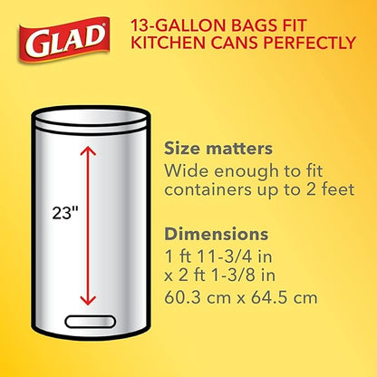 Glad ForceFlex Tall Kitchen Drawstring Trash Bags, 13 Gal, OdorShield, 40 Ct