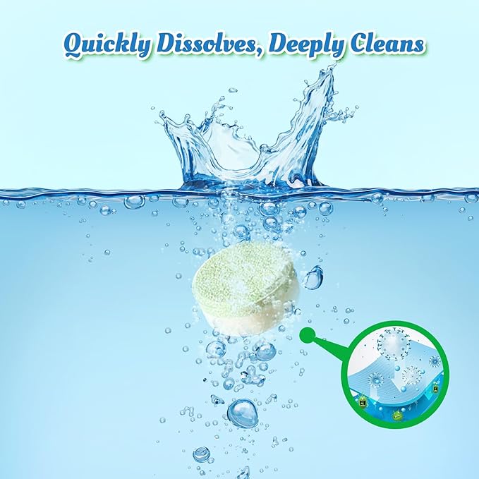 Garbage Disposal Cleaner Deodorizer Tablets-48 Pack Deep Cleaning Disposer Descaler Freshener-Heavy Duty Grease Grime Limescale Odor Smell Remover-for Kitchen All Disposals Mint Foaming 2 Year Supply