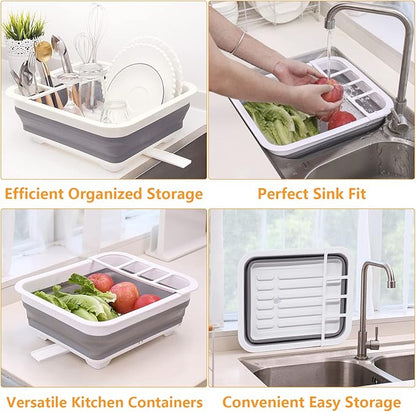 Goderewild Foldable Dish Drying Rack with Drain Plug and Swivel Spout - Lightweight, Compact and Space-Saving Dish Drainer Organizer for Kitchen, RV, Campers and Travel Trailers