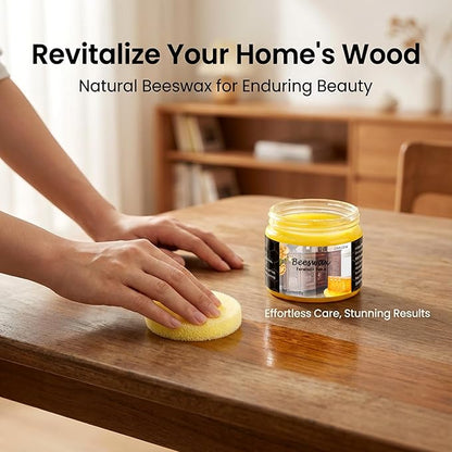 CARGEN Beeswax Furniture Polish, Wood Seasoning Beeswax for Furniture Wood Polish for Floor Tables Chairs Cabinets for Home Furniture to Protect and Care 1pcs Wood Wax and Sponge.
