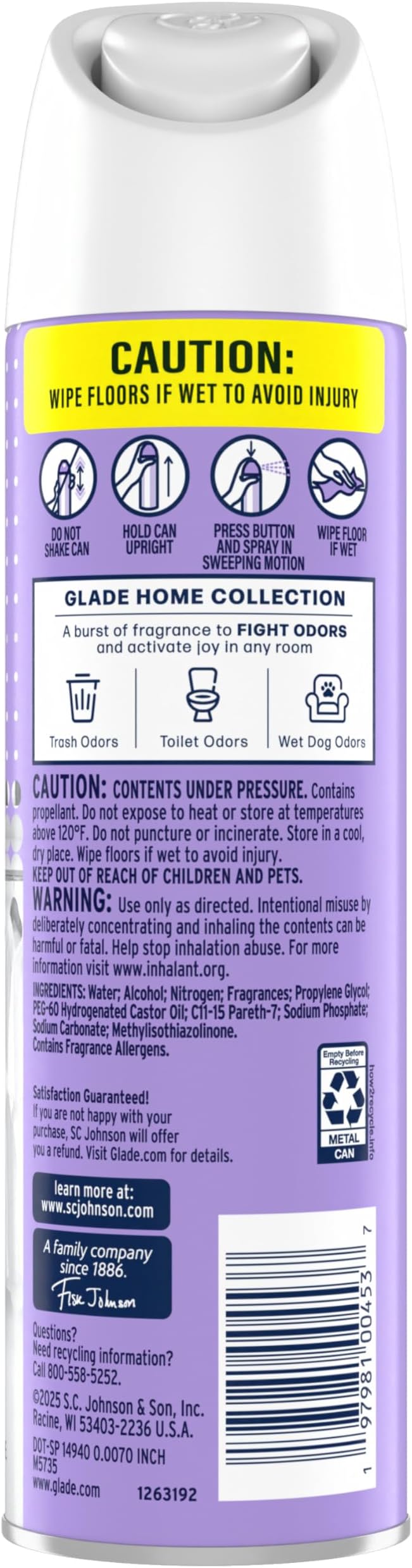 Glade Air Freshener Room Spray, Lavender Scent, Odor Fighting to Deliver Long Lasting Freshness, 7.3 Oz, 6 Count