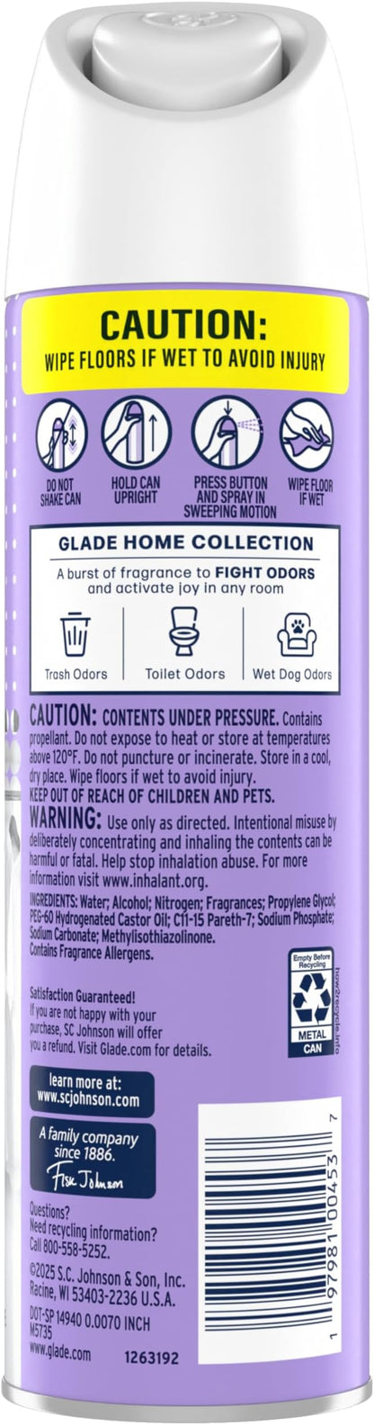 Glade Air Freshener Room Spray, Lavender Scent, Odor Fighting to Deliver Long Lasting Freshness, 7.3 Oz, 6 Count