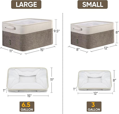 BALEINE 1 Pack Fabric Closet Storage Bins for Shelves, Linen Closet Organizers and Storage, Decorative Baskets for Organizing, Shelf, Clothes, Home, Office (Brown, 15''x11''x9.5'')