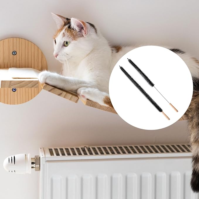 2pcs Bendable Radiator Brush, Include 1pcs Long Brush Head Radiator Dusters and 1pcs Long Handle Dryer Vent Lint Cleaners for Dryer Vents Refrigerator Coil Stair Rails Furniture