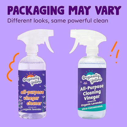 Originally Yellow Lavender distilled white vinegar for cleaning purpose Spray | Cleaning Vinegar For home | Living Room, Bathroom, & Kitchen | Plant-Derived All Purpose Cleaner Spray | 3 Pack